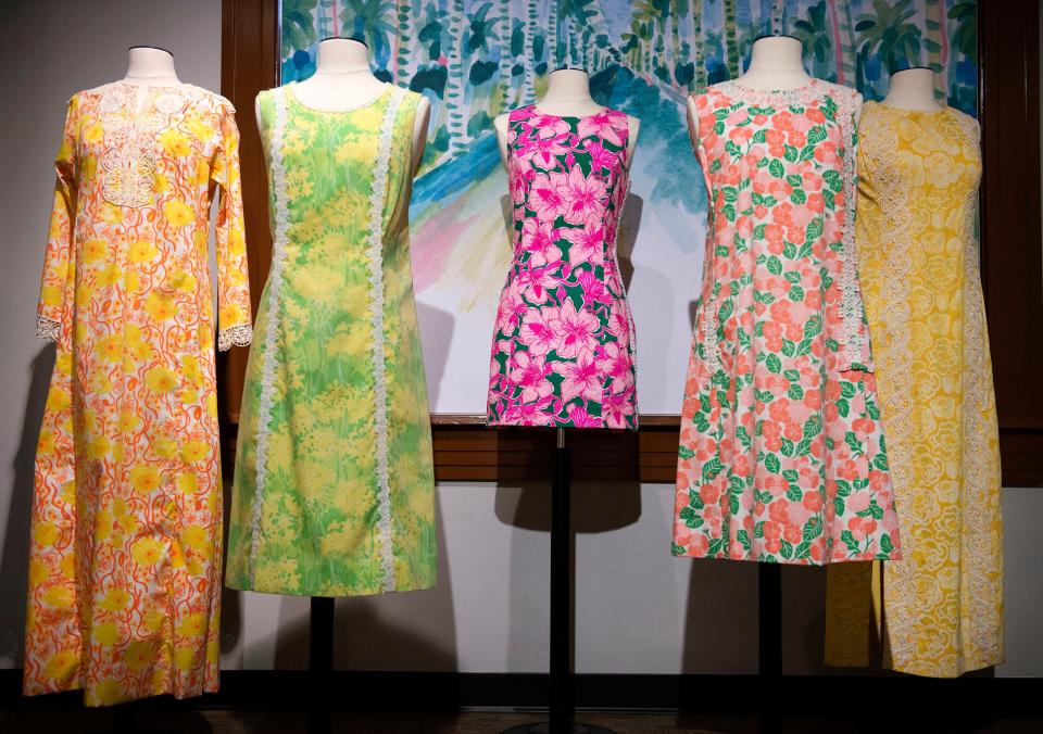 Lilly Pulitzer dresses from 1960s to 2020s are on exhibit at "Endless Summer: Palm Beach Resort Wear" by the Historical Society of Palm Beach County at the Richard and Pat Johnson Palm Beach County History Museum in West Palm Beach. The exhibit runs through May 25.