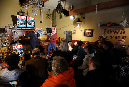 U.S. Senator Cory Booker (D-NJ) speaks during his 2020 U.S. presidential campaign at the Iowa River Brewing in Marshalltown, Iowa, U.S., February 9, 2019. REUTERS/Scott Morgan