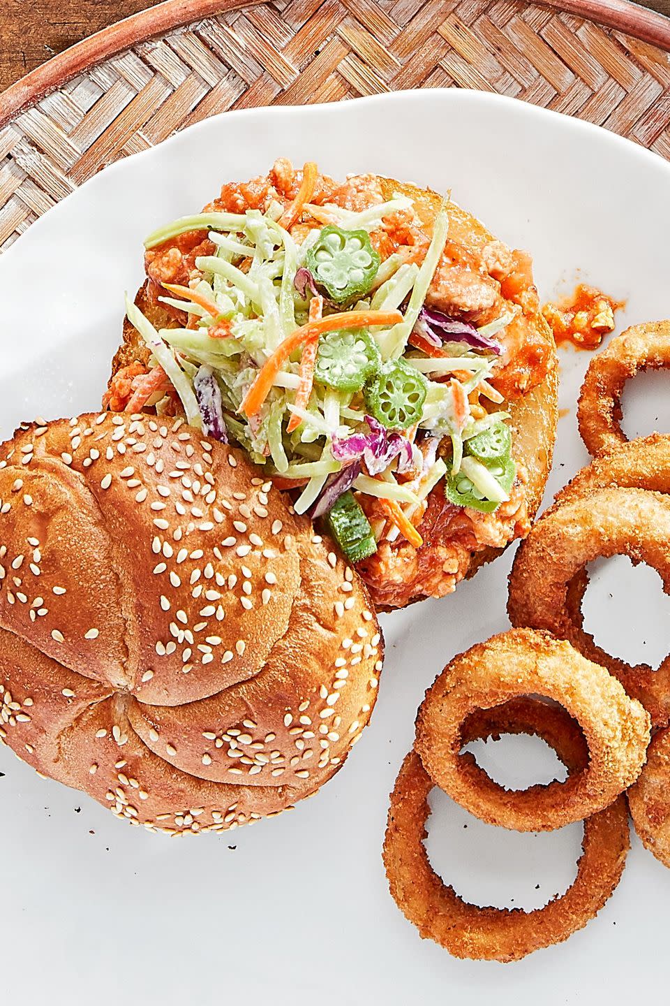 Sloppy Joes with Pickled Okra Slaw