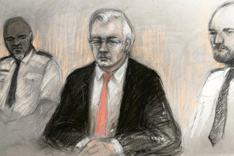 A court sketch of Julian Assange (PA)