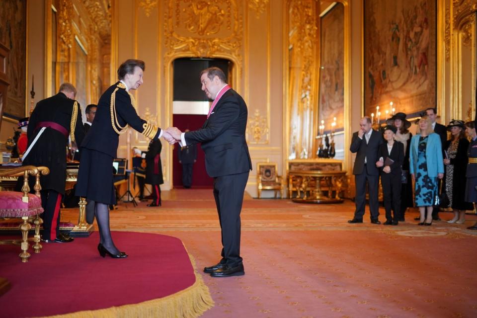 The Princess Royal carried out an investiture ceremony at Windsor Castle on Tuesday (PA)