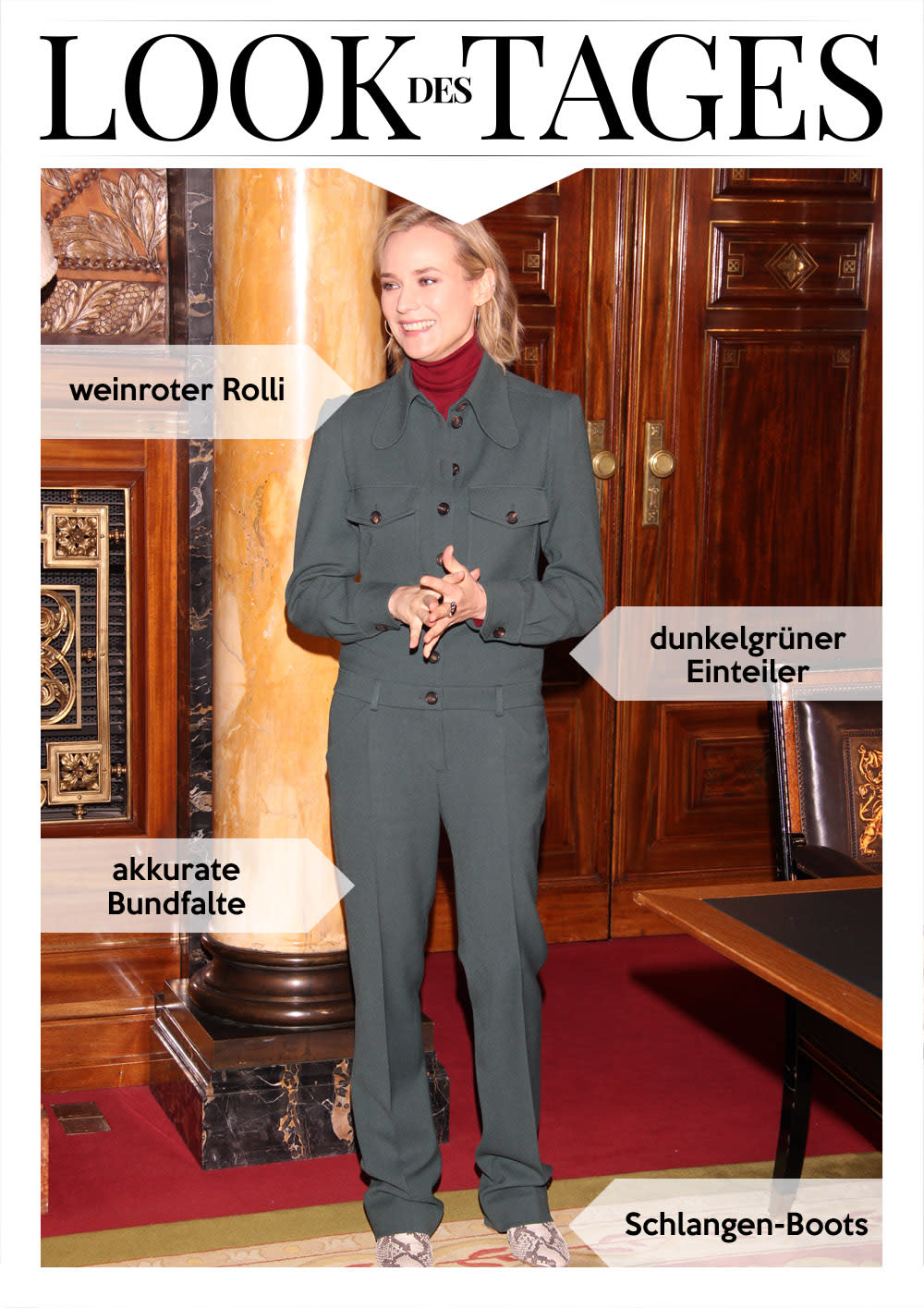 Diane Kruger setzt bei einem Termin im Hamburger Rathaus auf ein festliches Outfit. (Bild: ddp images/Steffens)