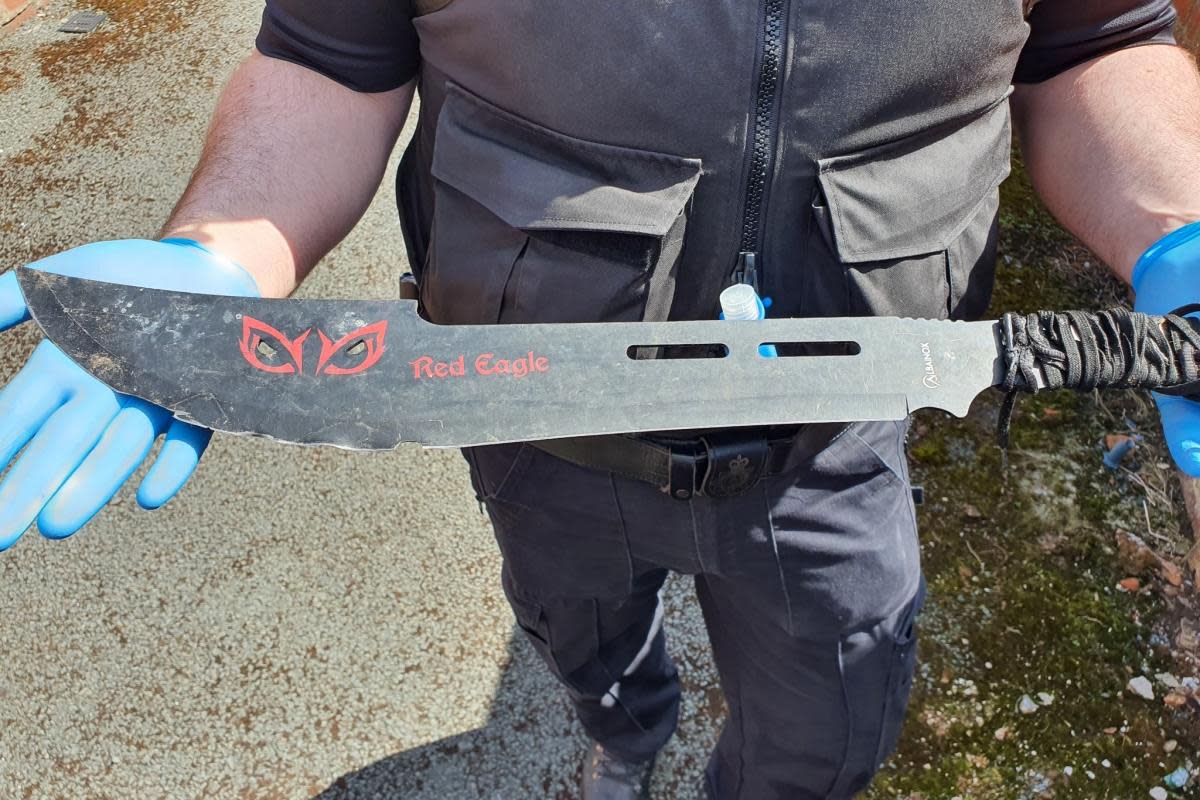 An example of a zombie knife discovered in Lancashire in 2022 (file photo). <i>(Image: Lancashire Police)</i>