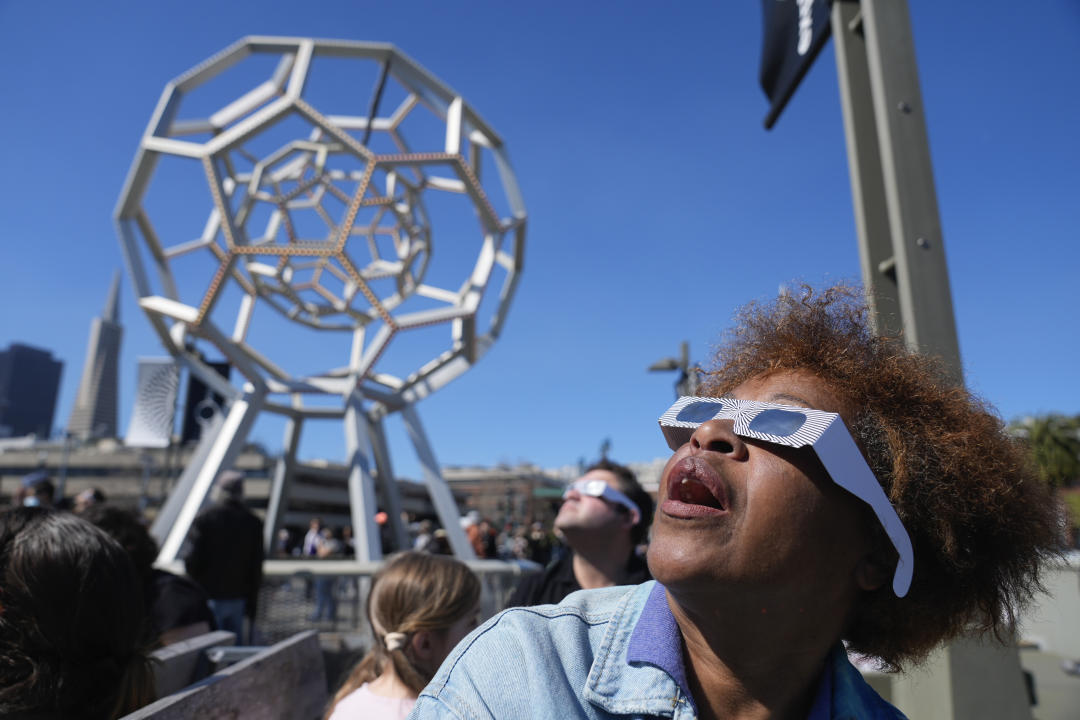Shirley Moore watches the total solar eclipse in San Francisc