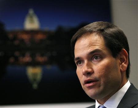 U.S. Senator Marco Rubio (R-FL) is interviewed at the Reuters Health Summit 2014 in Washington April 1, 2014. REUTERS/Gary Cameron