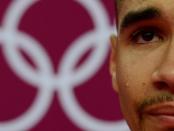 Louis Smith of Great Britain cries during the men's gymnastics qualification in the North Greenwich Arena during the London 2012 Olympic Games in Britain July 28, 2012. REUTERS/Dylan Martinez