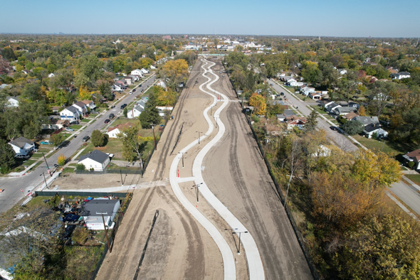 Constructed segment of Joe Louis Greenway between Joy Rd. and Tireman Ave.