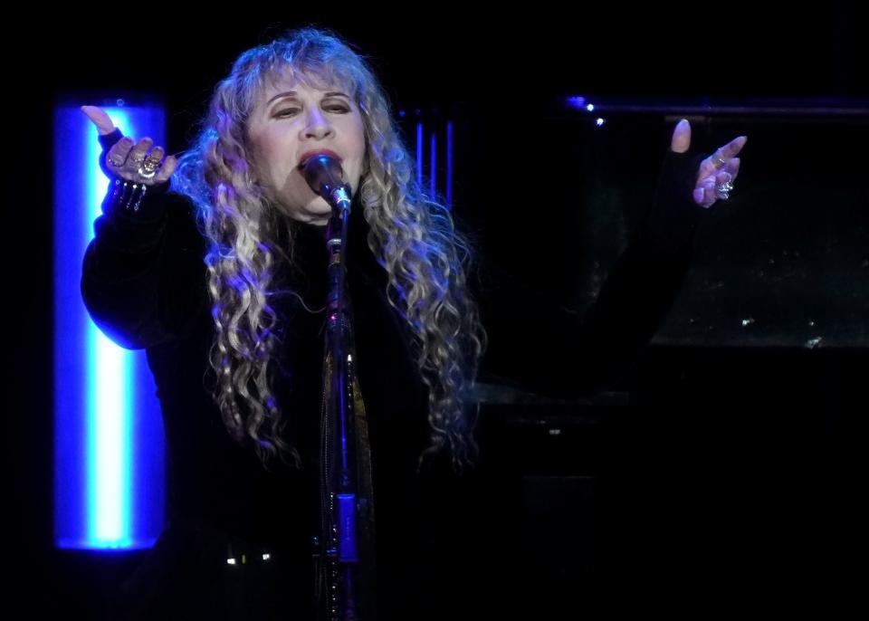 Stevie Nicks performs with her band at Chase Field on Dec. 8, 2023, in Phoenix.