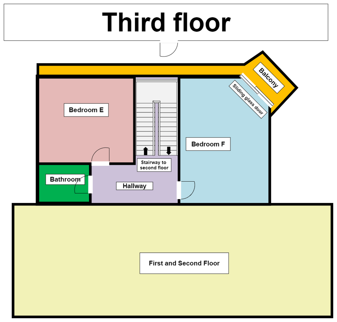 Layout of the third floor of the Moscow home where the homicides took place.