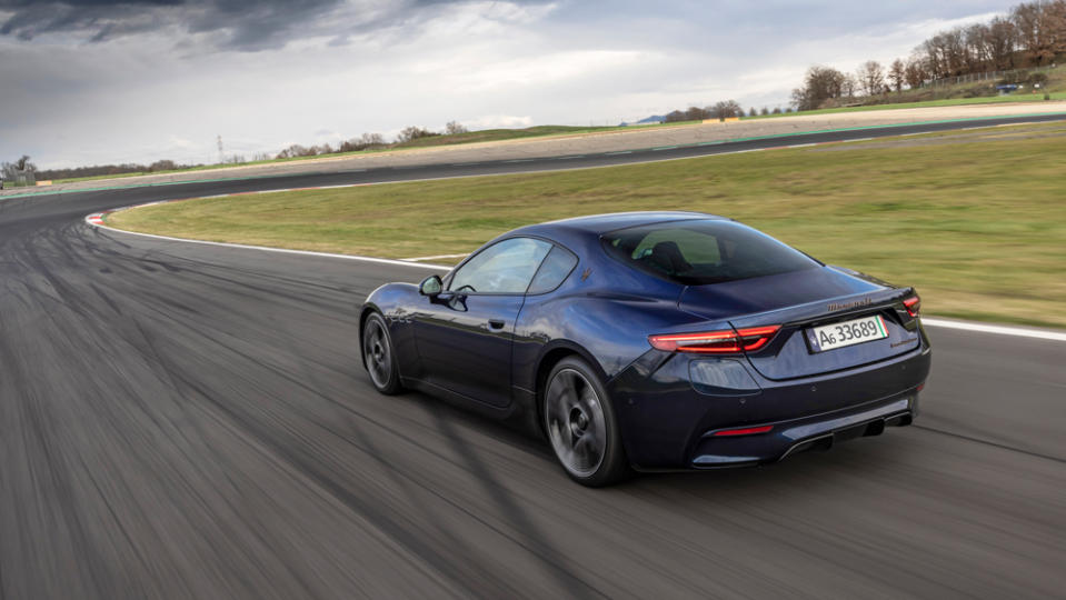 The all-electric 2024 Maserati GranTurismo Folgore on track.