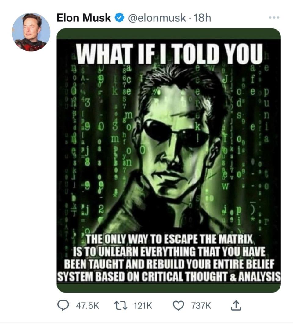 Elon Musk responded with a meme about the sci-fi movie (Twitter)