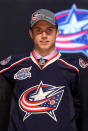 PITTSBURGH, PA - JUNE 22: Ryan Murray, second overall pick by the Columbus Blue Jackets, poses on stage during Round One of the 2012 NHL Entry Draft at Consol Energy Center on June 22, 2012 in Pittsburgh, Pennsylvania. (Photo by Bruce Bennett/Getty Images)