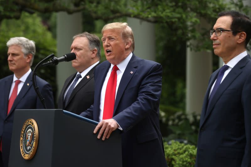 El presidente estadounidense Donalkd Trump hace un anuncio sobre China en la Casa Blanca en Washington