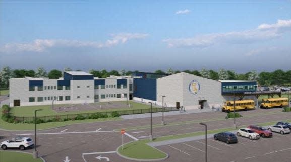 An exterior rendering of the proposed North Columbia Elementary School, which will service up to 900 students with the goal of opening in the fall of 2025.