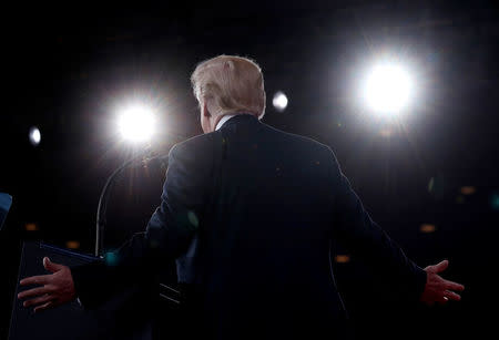 President Donald Trump speaks during CPAC. REUTERS/Kevin Lamarque