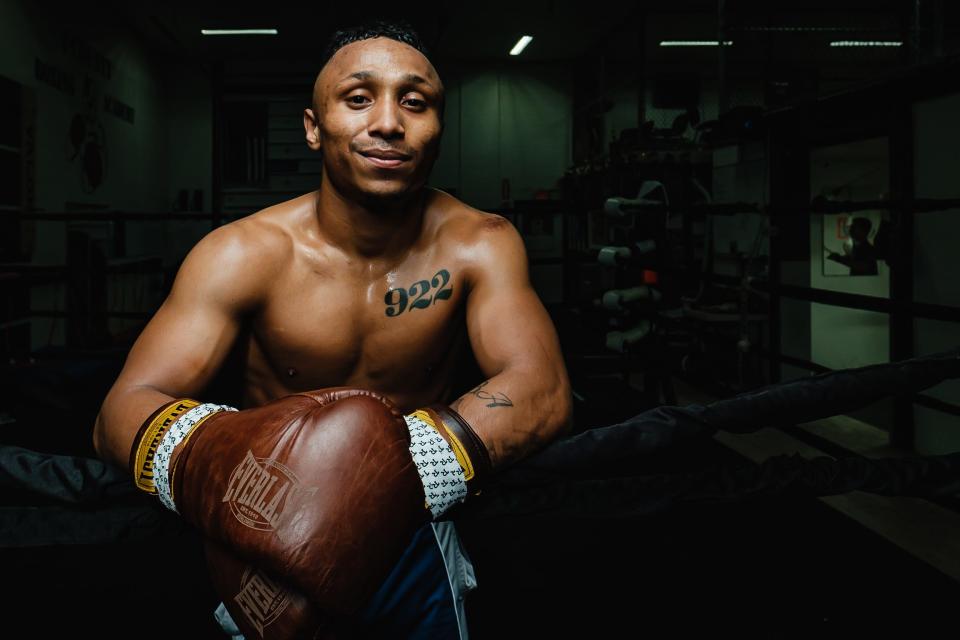 Andre Donovan, pictured, is a professional boxer and currently trains under Lee Kreisher at T-County Boxing Academy, in New Philadelphia. This portrait of Andre won staff photographer Andrew Dolph first place in the Portrait Personality category for the 73rd annual Ohio News Photographers Association Still Picture Contest division.