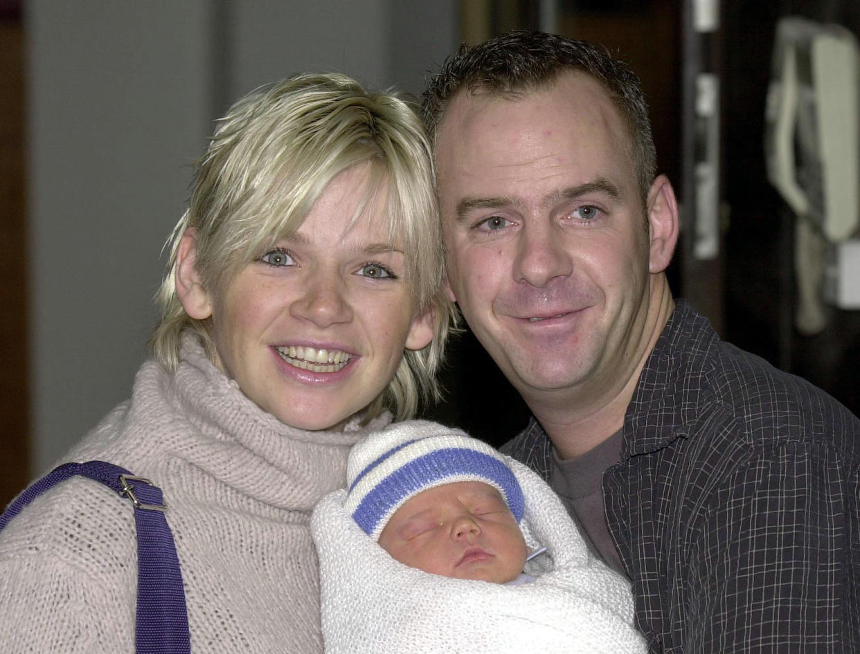 Norman Cook and his wife Zoe Ball with their baby, as they leave the Portland Hospital.Woody was born on 15/12/2000 by Caesarean section at the exclusive hospital in London.   *...Speaking to her friend, DJ Sara Cox on the Radio 1 breakfast show, Zoe said she had been 