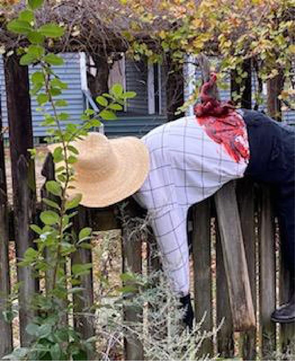 A display for the Haunting at Old Alabama Town shows how a young man was impaled on a fence while riding a horse.