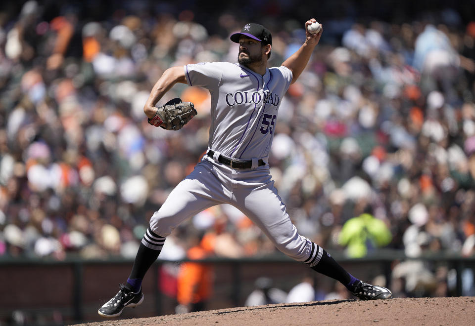 前科羅拉多落磯後援投手Brad Hand轉戰至亞特蘭大勇士。（MLB Photo by Thearon W. Henderson/Getty Images）