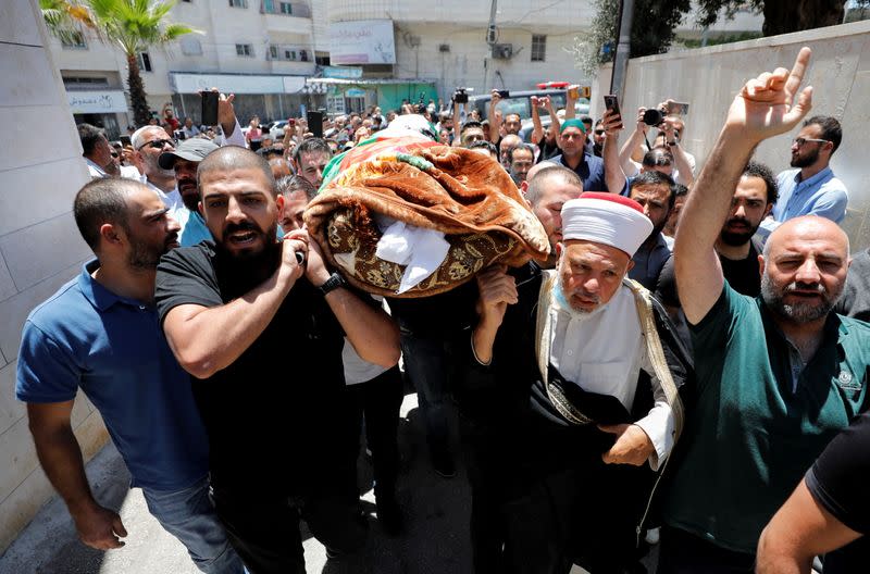 Funeral of Palestinian critic Nizar Banat in West Bank