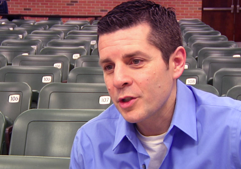 In a frame grab from video shot on Feb. 24, 2012, muslim comedian Dean Obeidallah is interviewed before a performance at Michigan State University in East Lansing, Mich. Arab-Muslim stand-up comedy is flourishing more than a decade after the terrorist attacks of Sept. 11. (AP Photo/Mike Householder)