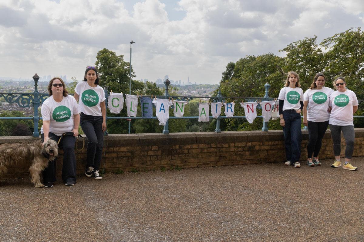 Sara Hall, Ruth Fitzharris, Frances Buckingham, Alex Lawson, Diana Smith from Mums for Lungs at Alexandra Palace <i>(Image: Ray Malone / Mums for Lungs)</i>