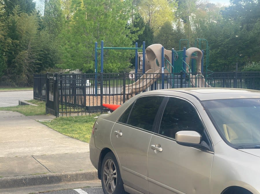 The car the boy allegedly barricaded himself nearby the playground.