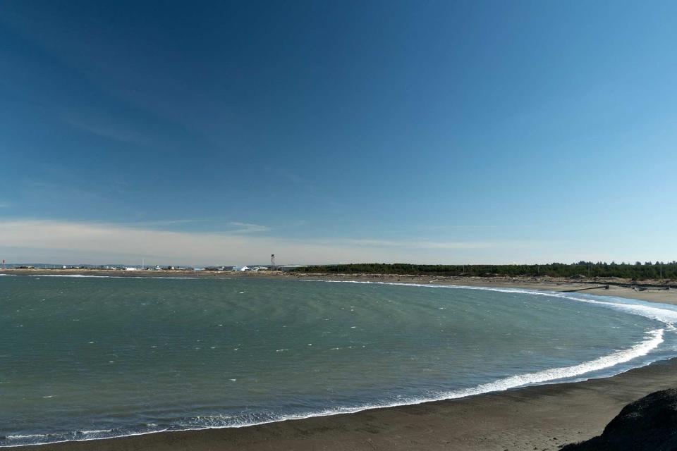 Panorama of Half Moon Bay at Westhaven Beach Park in Washington