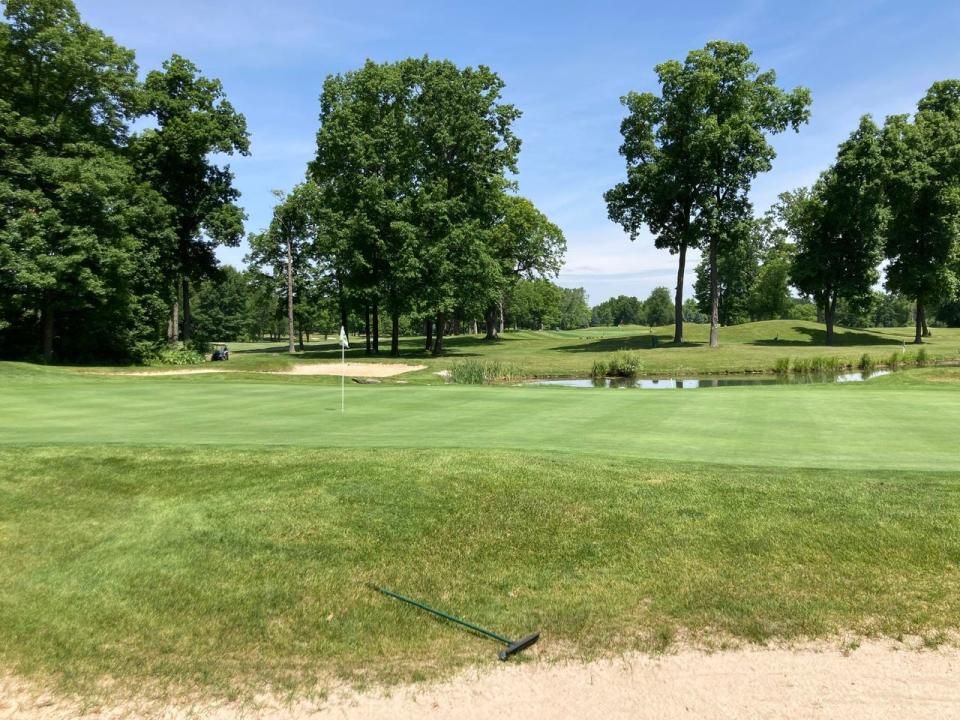 This is the view from the left side of the green complex on the par-3 17th hole at Coyote Preserve Golf Club in Fenton, June 13, 2022.