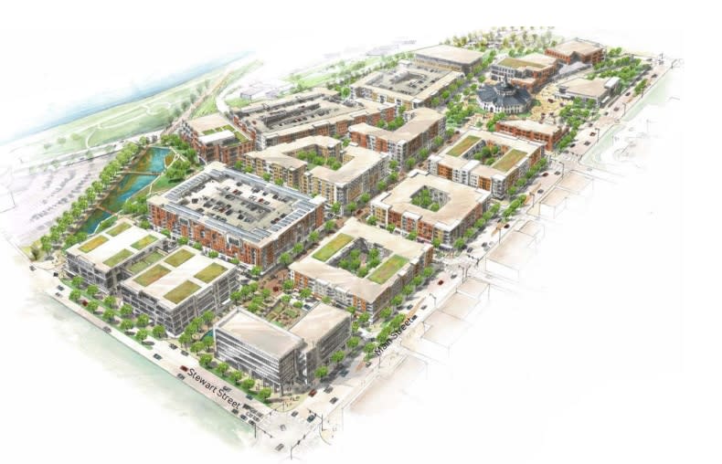 The renderings for the University of Dayton and Premier Health's onMain project.