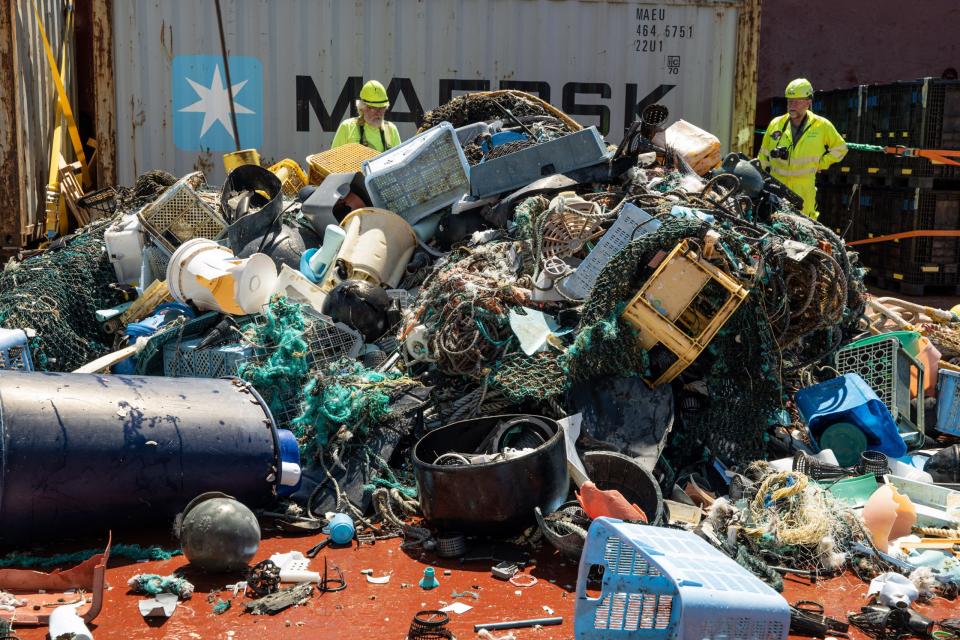 Plastic catch onboard a System 002 vessel. (Photo: The Ocean Clean Up)