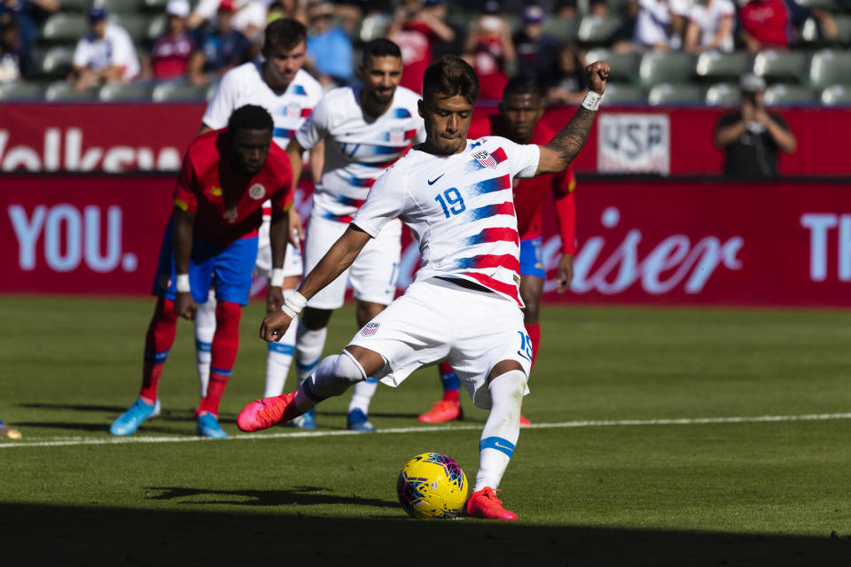 Southern California native Ulysses Llanez earned his first cap and scored his first goal for the USMNT on Saturday, honoring Kobe Bryant in the process. (Photo by Ric Tapia/Icon Sportswire via Getty Images)