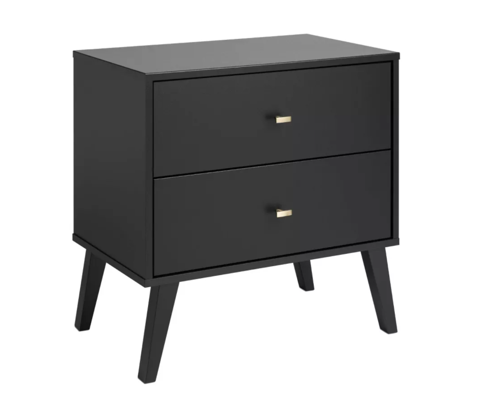 Mid Century Modern 2 Drawer Wide Nightstand