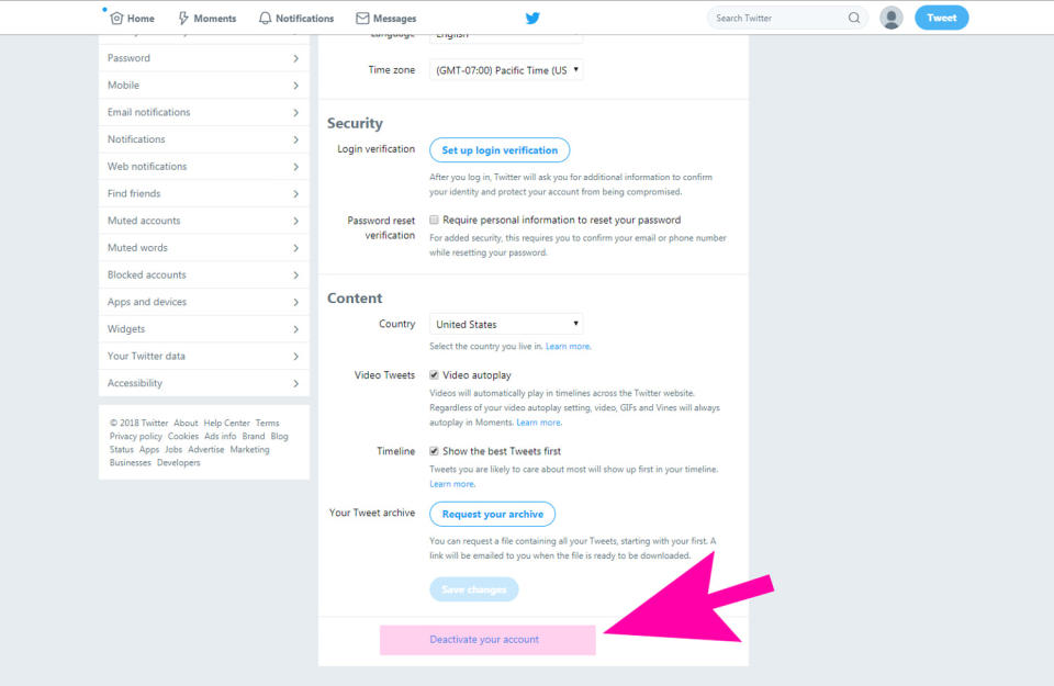 how to delete twitter on desktop