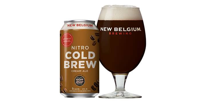 The Nitro Cold Brew Cream Ale has a roasty sweet and smooth coffee, caramel, and vanilla aroma with a refreshing finish.