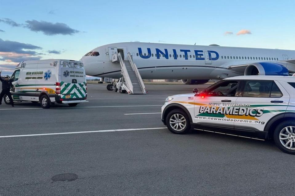 A United Airlines flight from Israel was diverted from its destination in Newark, New Jersey to Stewart International Airport in Orange County, New York. new_windsor_ems/Instagram