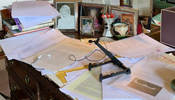 Scattered papers sit around the royal's desk. (Clarence House/Global)