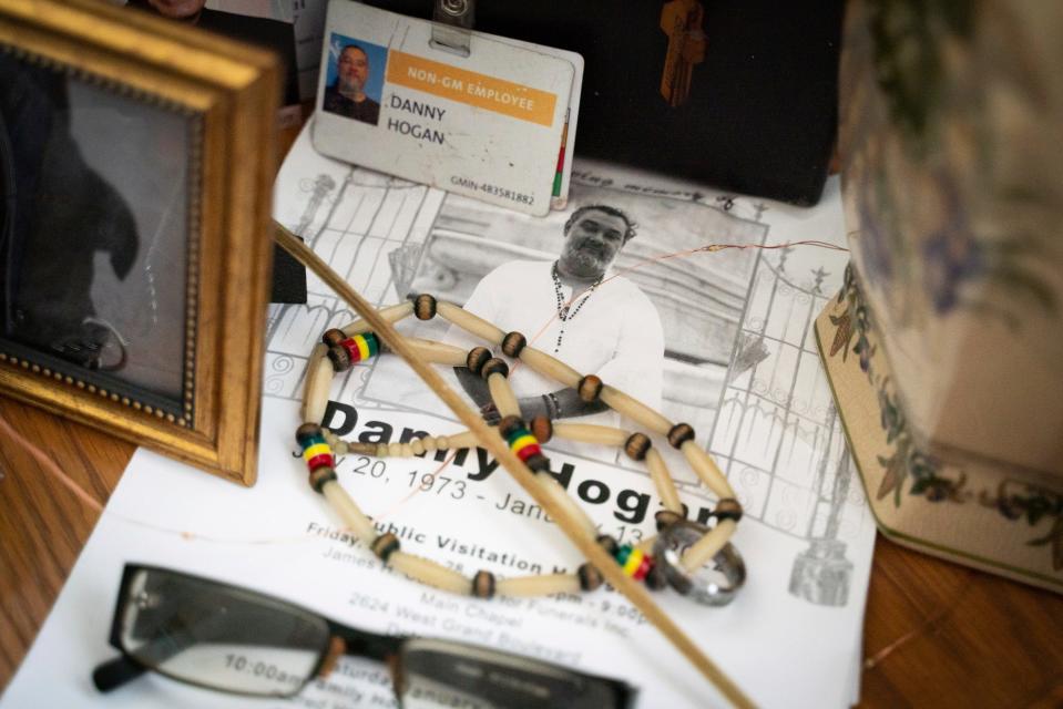 A photograph of Tonya Hogan's late husband, Danny Hogan, rests on a table at her apartment in Melvindale on Friday, July 14, 2023.