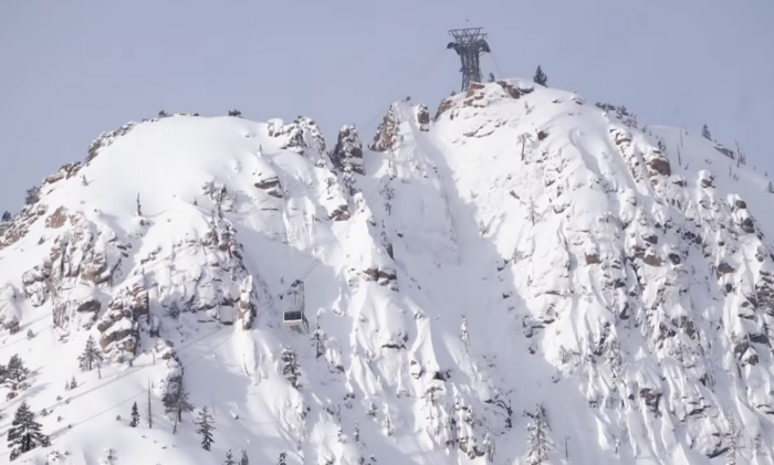 A YouTube clip with a view of the KT-22 terrain; (screenshot/Palisades Tahoe)