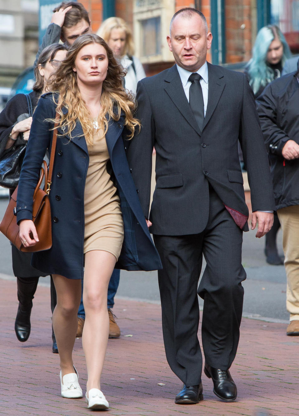 Peter Wilkinson and his daughter Lydia arrive at Birmingham Crown Court ahead of Aaron Barley’s guilty plea on Tuesday, October 3. (SWNS)