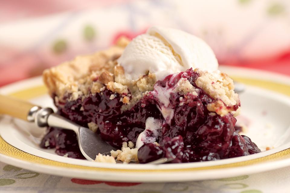 Wild Blueberry Pie with Almond Crumble Topping