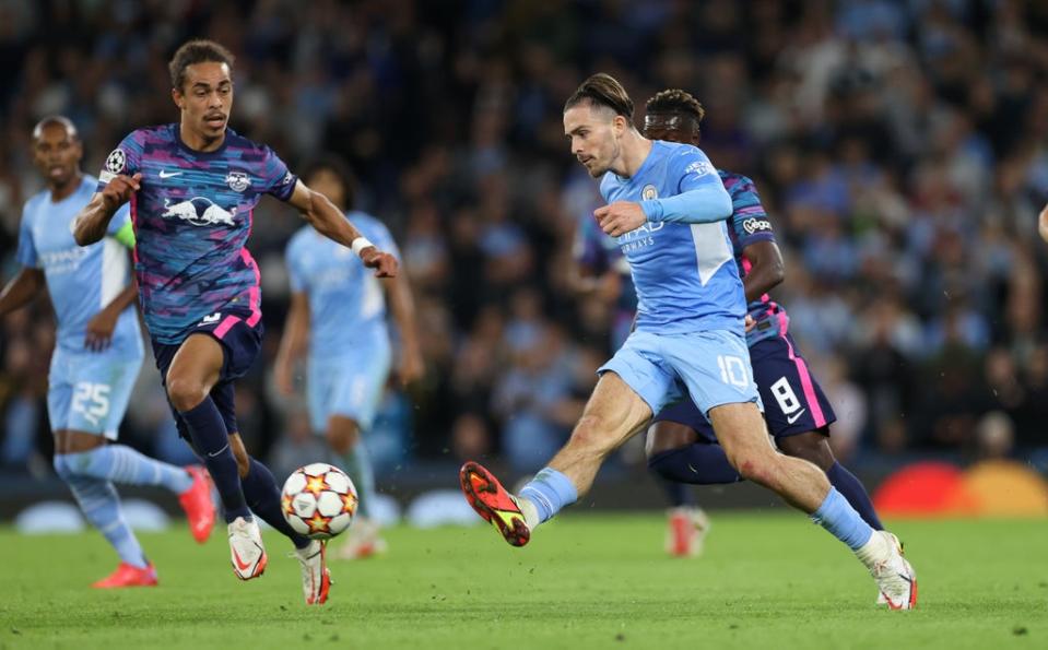 Jack Grealish playing for Manchester City against RB Leipzig in the Champions League  (Action Images/Reuters)