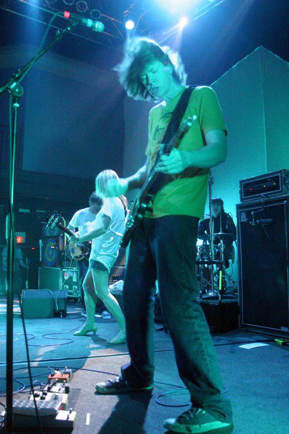Guitarist Thurston Moore, bassist Kim Gordon and drummer Steve Shelley perform during a Sonic Youth concert in Washington, D.C., in 2005, when the band celebrated its 25th anniversary.