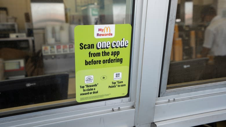 A sign for McDonald's rewards