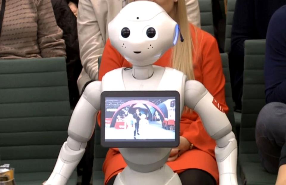 Pepper the robot gives evidence in Parliament on artificial intelligence