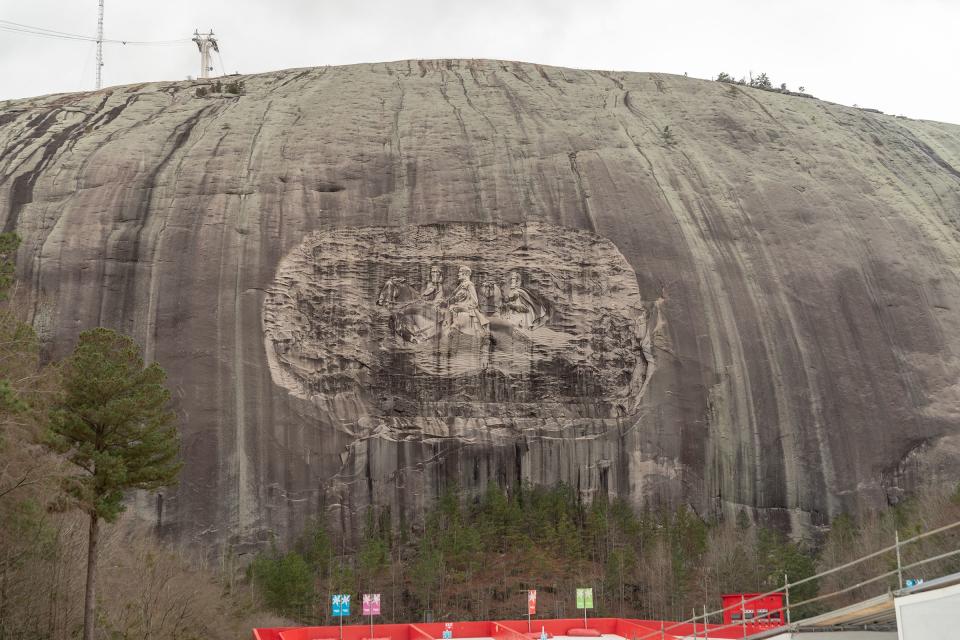 The confederate war leaders carved into Stone Mountain is the largest Confederate monument in the state.