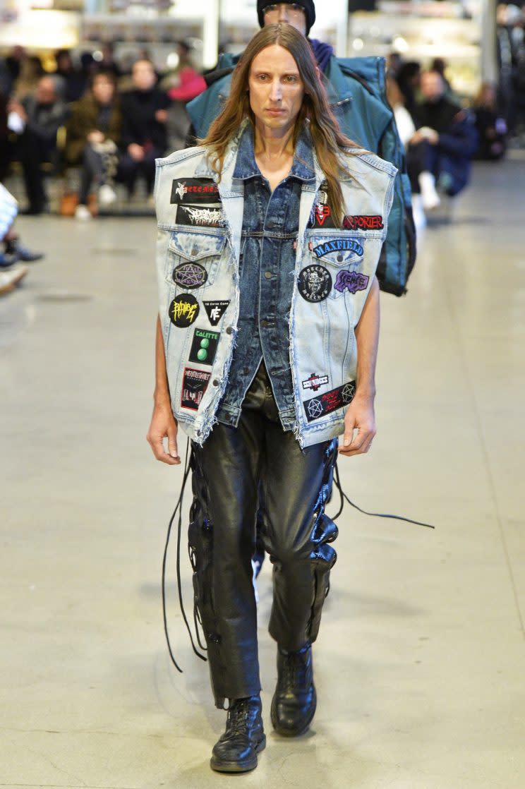 A model on the runway at the Vetements show in Paris. (Photo: Getty Images)