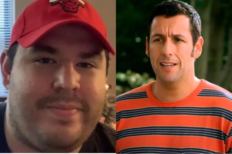 André, el ciudadano demandado, y Adam Sandler (Foto: Captura TikTok)