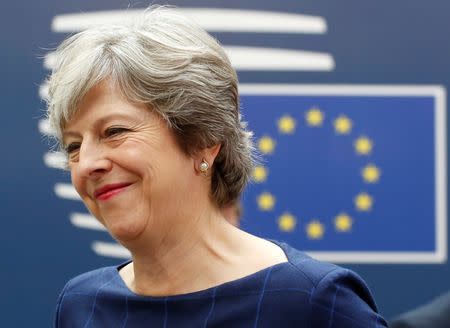 Britain's Prime Minister Theresa May arrives at an EU summit in Brussels, Belgium, October 17, 2017. REUTERS/Dario Pignatelli