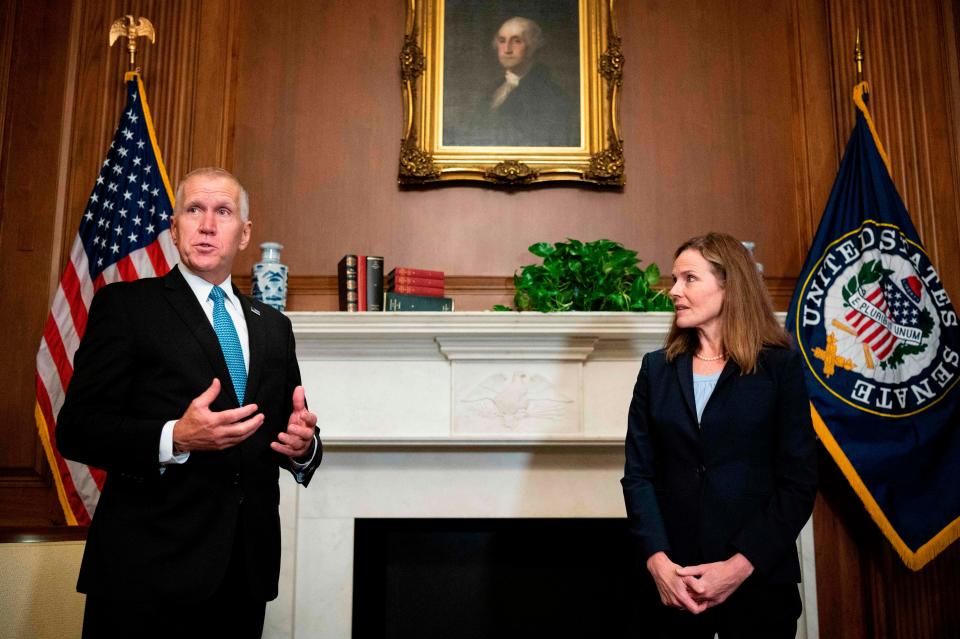North Carolina Sen. Thom TillisSen. Thom Tillis, R-North Carolina, said Friday, Oct. 2, 2020 that they had tested positive for the virus. Sen. Thom Tillis attended a ceremony for Barrett at the White House on Sept. 25 with President Donald Trump.